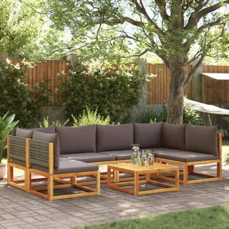 Gartensofagarnitur mit 7-teiligen Kissen aus massivem Akazienholz. von , Gartensets - Ref: Foro24-3278909, Preis: 692,79 €, R...