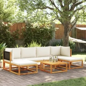 Garden sofa set with 7 pieces, solid acacia wood, and cushions. by , Garden sets - Ref: Foro24-3278885, Price: 616,01 €, Disc...