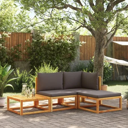 Set sofás de jardín con cojines 4 pzas madera maciza de acacia de , Conjuntos de jardín - Ref: Foro24-3278893, Precio: 338,03...