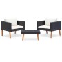 Set de muebles de jardín 3 pzas y cojines ratán sintético negro by vidaXL, Garden sets - Ref: Foro24-310218, Price: 184,96 €,...