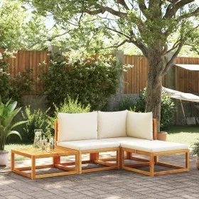Solid acacia wood garden sofa set with 4 cushions. by , Garden sets - Ref: Foro24-3278870, Price: 329,43 €, Discount: %