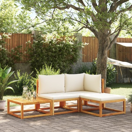 Solid acacia wood garden sofa set with 4 cushions. by , Garden sets - Ref: Foro24-3278870, Price: 335,18 €, Discount: %