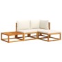 Solid acacia wood garden sofa set with 4 cushions. by , Garden sets - Ref: Foro24-3278870, Price: 335,18 €, Discount: %