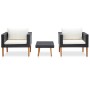 Set de muebles de jardín 3 pzas y cojines ratán sintético negro by vidaXL, Garden sets - Ref: Foro24-310218, Price: 184,96 €,...