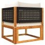 Solid acacia wood garden sofa set with 4 cushions. by , Garden sets - Ref: Foro24-3278870, Price: 335,18 €, Discount: %