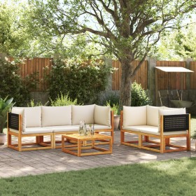 Garden sofa set with 6 pieces, solid acacia wood, and cushions. by , Garden sets - Ref: Foro24-3278879, Price: 637,46 €, Disc...