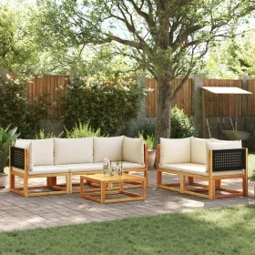 Garden sofa set with 6 pieces, solid acacia wood, and cushions. by , Garden sets - Ref: Foro24-3278879, Price: 625,10 €, Disc...