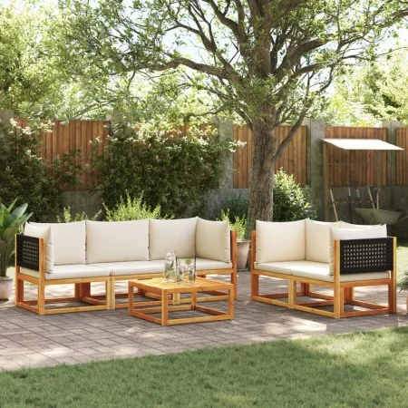 Garden sofa set with 6 pieces, solid acacia wood, and cushions. by , Garden sets - Ref: Foro24-3278879, Price: 625,10 €, Disc...