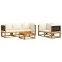Garden sofa set with 6 pieces, solid acacia wood, and cushions. by , Garden sets - Ref: Foro24-3278879, Price: 625,10 €, Disc...