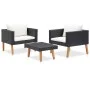 Gartenmöbel-Set 3-teilig und Kissen aus schwarzem Kunststoff-Rattan von vidaXL, Gartensets - Ref: Foro24-310218, Preis: 183,7...