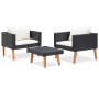 Set de muebles de jardín 3 pzas y cojines ratán sintético negro by vidaXL, Garden sets - Ref: Foro24-310218, Price: 184,96 €,...