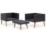 Gartenmöbel-Set 3-teilig und Kissen aus schwarzem Kunststoff-Rattan von vidaXL, Gartensets - Ref: Foro24-310218, Preis: 183,7...