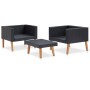 Set de muebles de jardín 3 pzas y cojines ratán sintético negro by vidaXL, Garden sets - Ref: Foro24-310218, Price: 184,96 €,...