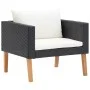 Set de muebles de jardín 3 pzas y cojines ratán sintético negro de vidaXL, Conjuntos de jardín - Ref: Foro24-310218, Precio: ...