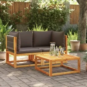Corner garden sofas with 2-piece solid acacia wood cushions by , Outdoor sofas - Ref: Foro24-3278830, Price: 257,68 €, Discou...