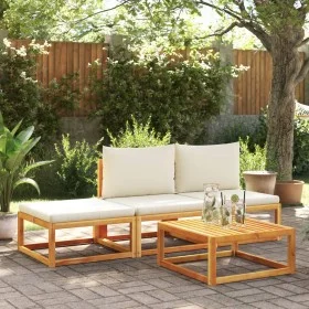Set sofás de jardín con cojines 4 pzas madera maciza de acacia de , Sofás de exterior - Ref: Foro24-3278866, Precio: 339,60 €...