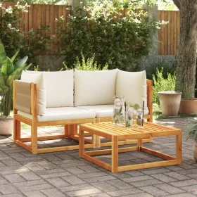 Corner garden sofas with 2-piece solid acacia wood cushions by , Outdoor sofas - Ref: Foro24-3278853, Price: 274,34 €, Discou...