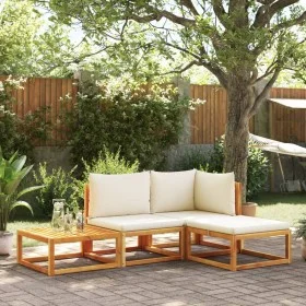 Solid acacia wood garden sofa set with 4 cushions. by , Outdoor sofas - Ref: Foro24-3278847, Price: 372,39 €, Discount: %
