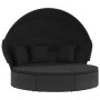 Garden sunbed with canopy and black PE rattan cushions by , Outdoor beds - Ref: Foro24-362255, Price: 591,75 €, Discount: %