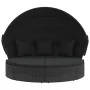 Garden sunbed with canopy and black PE rattan cushions by , Outdoor beds - Ref: Foro24-362255, Price: 591,75 €, Discount: %