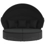 Gartenliege mit Baldachin und Kissen aus schwarzem PE-Rattan von , Betten im Freien - Ref: Foro24-362255, Preis: 605,22 €, Ra...