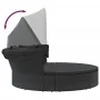 Garden sunbed with canopy and black PE rattan cushions by , Outdoor beds - Ref: Foro24-362255, Price: 591,75 €, Discount: %