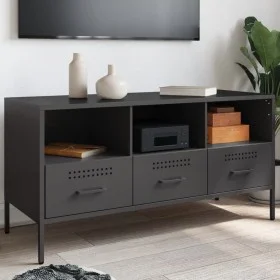 TV-Möbel aus schwarzem kaltgewalztem Stahl, 100,5x39x50,5 cm. von , TV-Möbel - Ref: Foro24-843036, Preis: 115,06 €, Rabatt: %