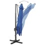 Sombrilla jardín voladiza palo y luces LED azul celeste 300 cm