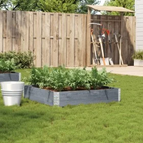 Solid gray pine wood planter 100x100 cm by , Pots and planters - Ref: Foro24-3295397, Price: 40,89 €, Discount: %
