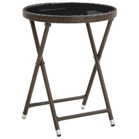 Couchtisch aus synthetischem Rattan und gehärtetem Glas braun 60 cm von vidaXL, Gartentische - Ref: Foro24-310560, Preis: 65,...