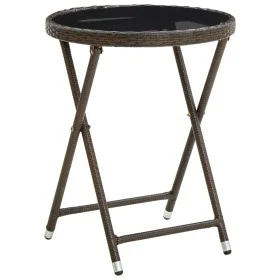 Synthetic rattan and tempered glass brown coffee table 60 cm by vidaXL, Garden tables - Ref: Foro24-310560, Price: 64,48 €, D...