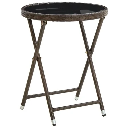 Synthetic rattan and tempered glass brown coffee table 60 cm by vidaXL, Garden tables - Ref: Foro24-310560, Price: 64,48 €, D...