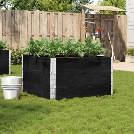 Solid black pine wood planter 100x100 cm by , Pots and planters - Ref: Foro24-3295432, Price: 103,06 €, Discount: %