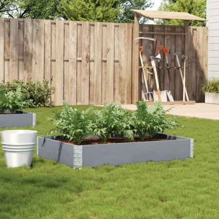 Solid gray pine wood planter 120x80 cm by , Pots and planters - Ref: Foro24-3295845, Price: 46,60 €, Discount: %
