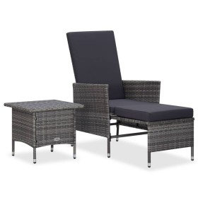 2-teiliges Gartenmöbel-Set und graue synthetische Rattankissen von vidaXL, Gartensets - Ref: Foro24-310233, Preis: 133,29 €, ...