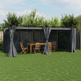 Pavillon mit Vorhängen aus anthrazitgrauem Stahl 6x3 m von , Zelte und Pavillons - Ref: Foro24-4003921, Preis: 503,37 €, Raba...