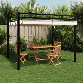Garden gazebo with retractable cream aluminum roof 3x3 m by , Tents and gazebos - Ref: Foro24-4003968, Price: 475,88 €, Disco...