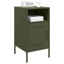 Mesita de noche de acero laminado verde oliva 36x39x68 cm de , Mesitas de noche - Ref: Foro24-843074, Precio: 75,60 €, Descue...