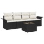 Conjunto de sofá de jardín 5 pcs Negro Poliratán