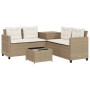 L-shaped garden sofa with table and beige PE rattan cushions by , Garden sets - Ref: Foro24-369031, Price: 288,27 €, Discount: %