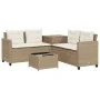 L-shaped garden sofa with table and beige PE rattan cushions by , Garden sets - Ref: Foro24-369031, Price: 382,44 €, Discount: %