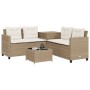 L-shaped garden sofa with table and beige PE rattan cushions by , Garden sets - Ref: Foro24-369031, Price: 288,27 €, Discount: %