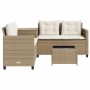 L-shaped garden sofa with table and beige PE rattan cushions by , Garden sets - Ref: Foro24-369031, Price: 288,27 €, Discount: %