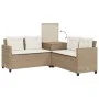 L-shaped garden sofa with table and beige PE rattan cushions by , Garden sets - Ref: Foro24-369031, Price: 382,44 €, Discount: %