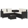 L-shaped garden sofa with table and black PE rattan cushions by , Garden sets - Ref: Foro24-369027, Price: 329,17 €, Discount: %