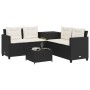 L-förmiges Gartensofa mit Tisch und schwarzen PE-Rattan-Kissen von , Gartensets - Ref: Foro24-369027, Preis: 277,65 €, Rabatt: %