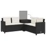 L-shaped garden sofa with table and black PE rattan cushions by , Garden sets - Ref: Foro24-369027, Price: 329,17 €, Discount: %