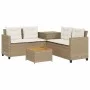L-shaped garden sofa with table and beige PE rattan cushions by , Garden sets - Ref: Foro24-369038, Price: 340,98 €, Discount: %