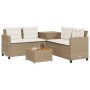 L-shaped garden sofa with table and beige PE rattan cushions by , Garden sets - Ref: Foro24-369038, Price: 260,65 €, Discount: %