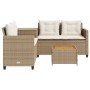 L-shaped garden sofa with table and beige PE rattan cushions by , Garden sets - Ref: Foro24-369038, Price: 260,65 €, Discount: %